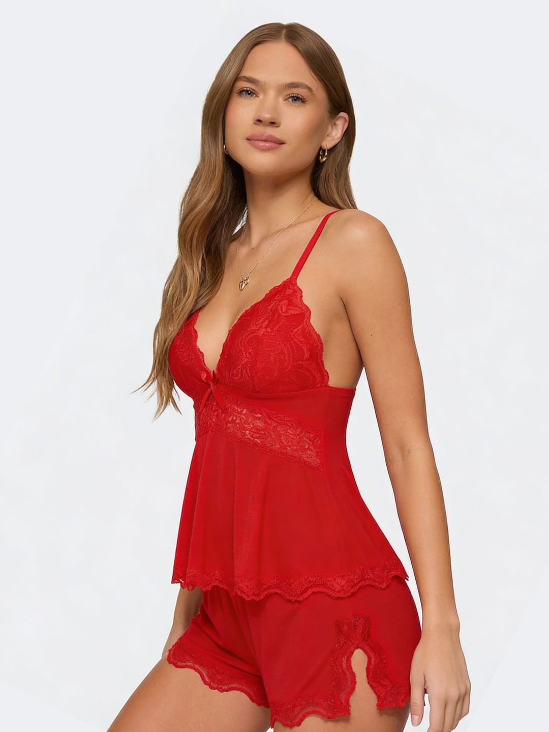 Scalloped Lace Cami and Shorts Set for Women