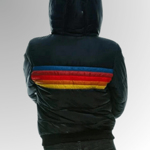 Striped Quilted Puffer Jacket for Women