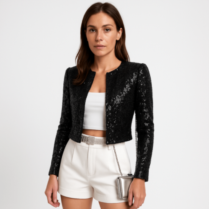 Sequin Cropped Blazer for Women