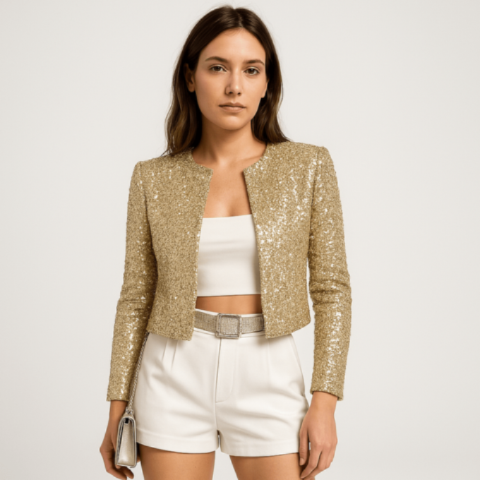 Sequin Cropped Blazer for Women
