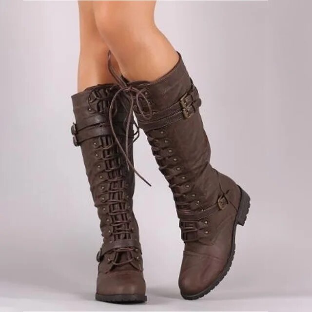 Lace-Up Buckle Ankle Boots for Women