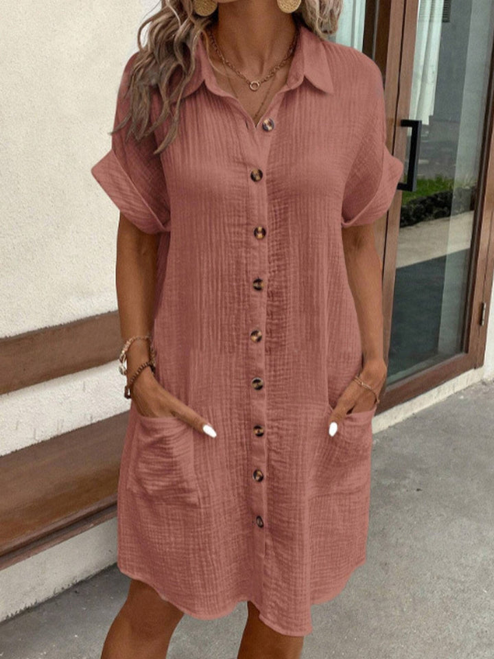 Cotton Polo Collar Midi Dress for Women