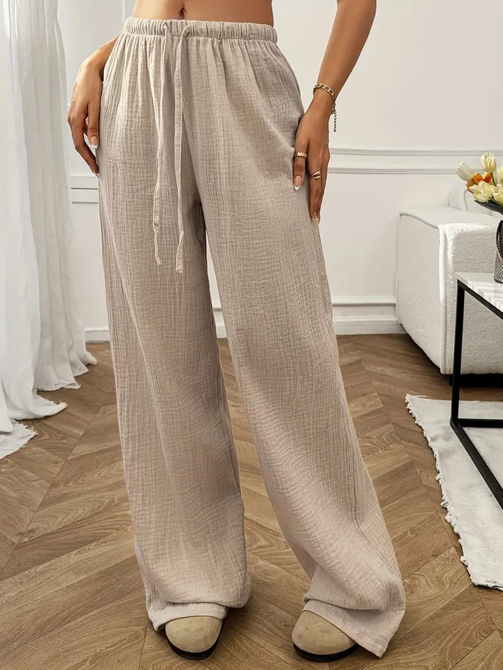 Wide Leg Elastic Waist Beach Pants for Women