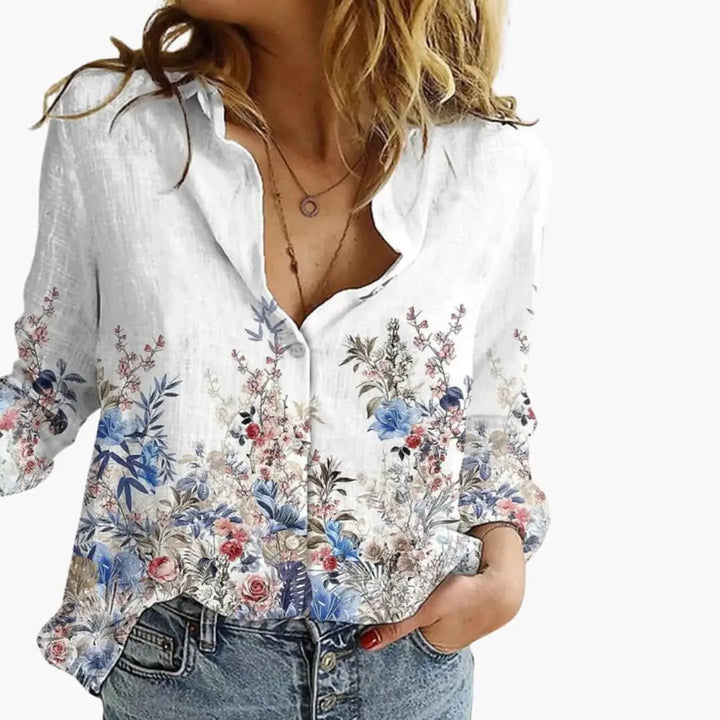Printed V-Neck Blouse for Women