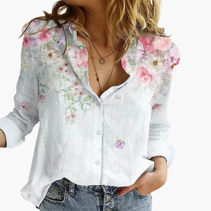 Printed V-Neck Blouse for Women