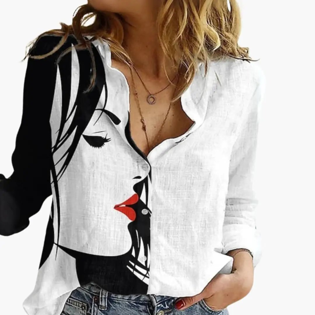Printed V-Neck Blouse for Women