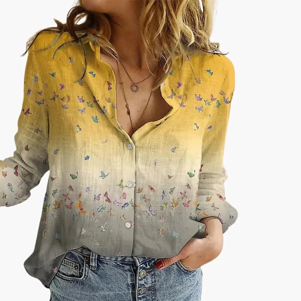Printed V-Neck Blouse for Women
