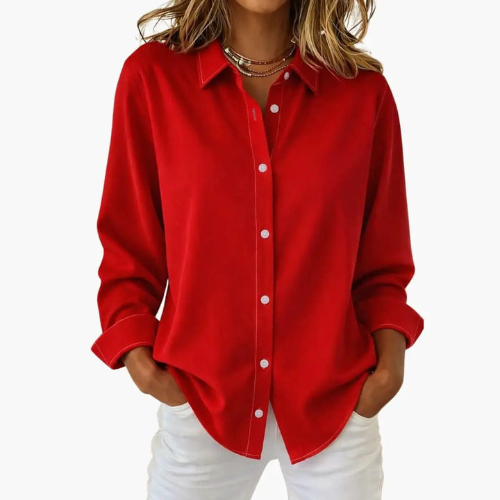 Relaxed Long Sleeve Button Up Shirt for Women
