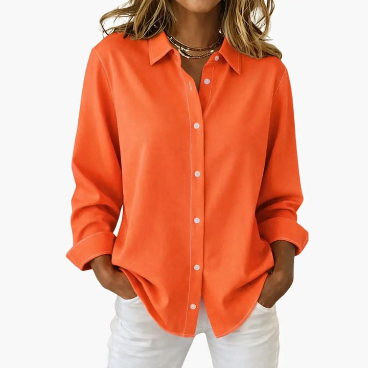 Relaxed Long Sleeve Button Up Shirt for Women