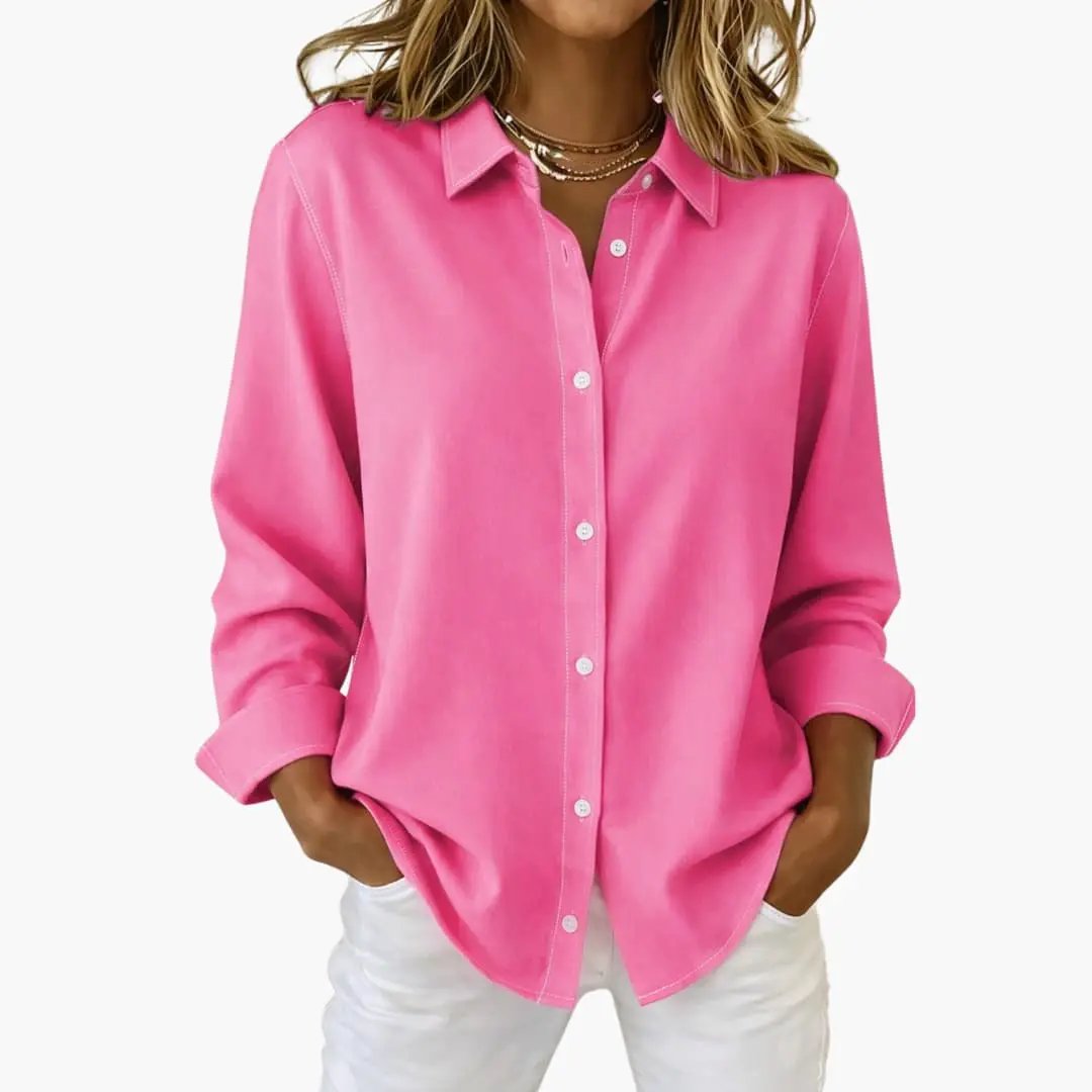 Relaxed Long Sleeve Button Up Shirt for Women