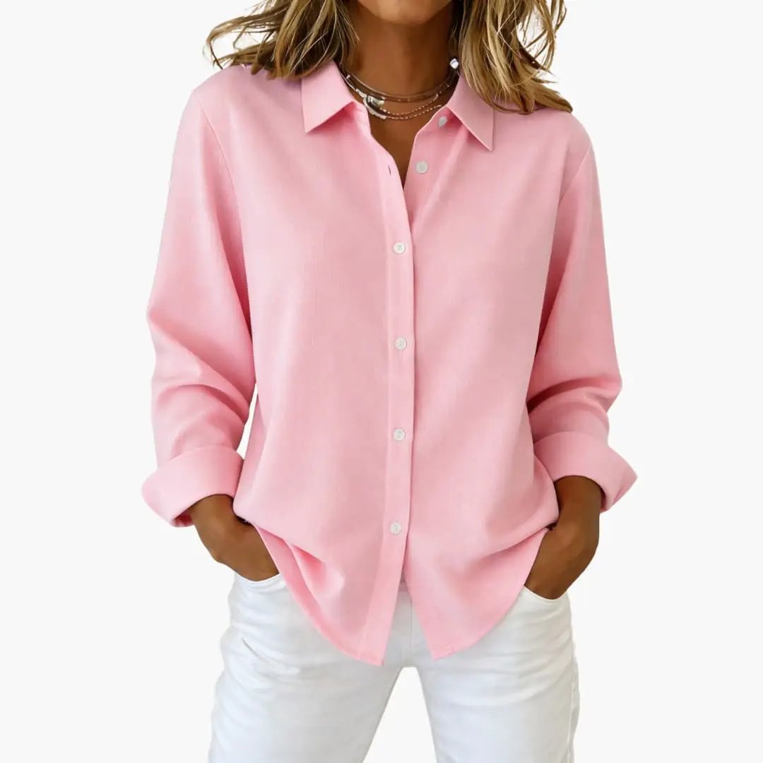 Relaxed Long Sleeve Button Up Shirt for Women