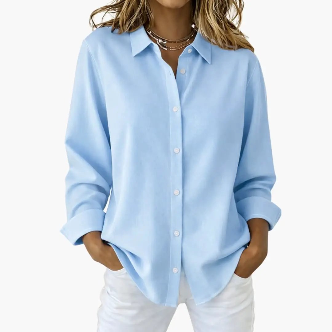 Relaxed Long Sleeve Button Up Shirt for Women