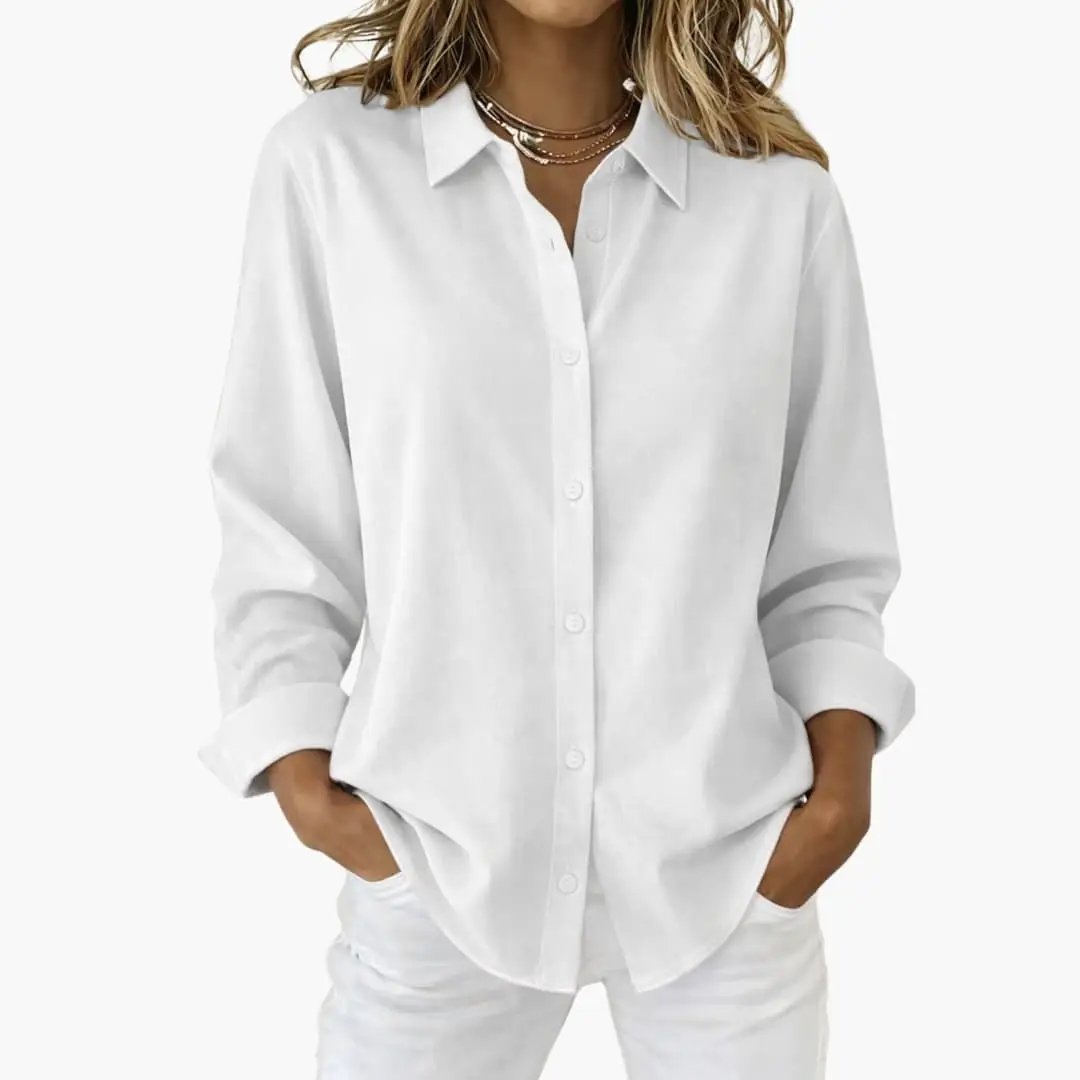 Relaxed Long Sleeve Button Up Shirt for Women