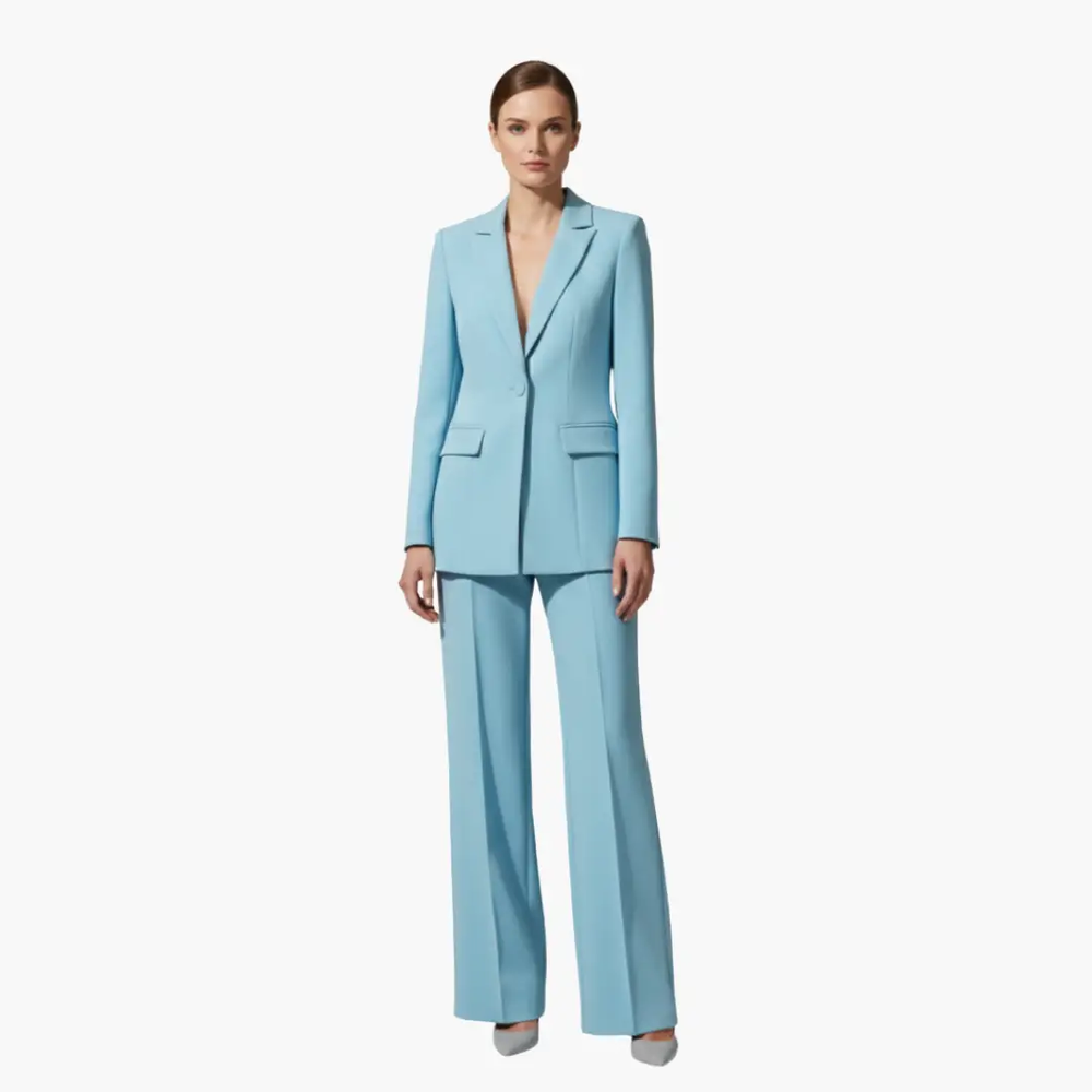 Blazer and Wide Leg Pants Suit Set for Women