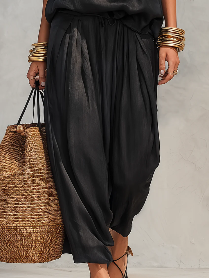 Satin Cowl Neck Harem Jumpsuit for Women