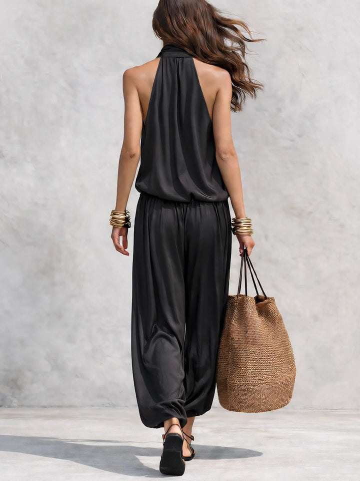 Satin Cowl Neck Harem Jumpsuit for Women