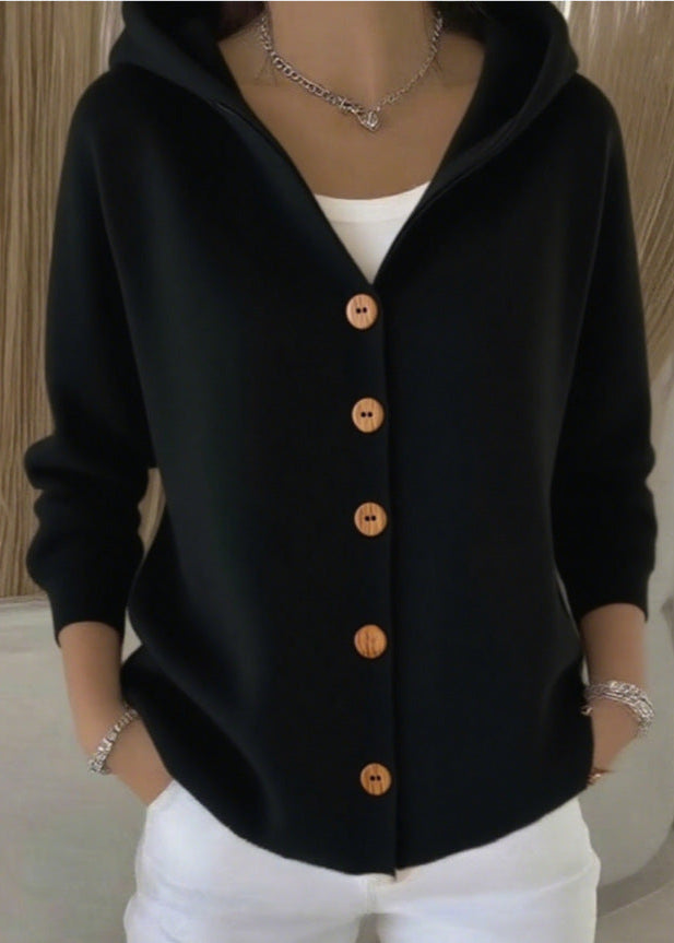 Hooded Button Knit Cardigan for Women