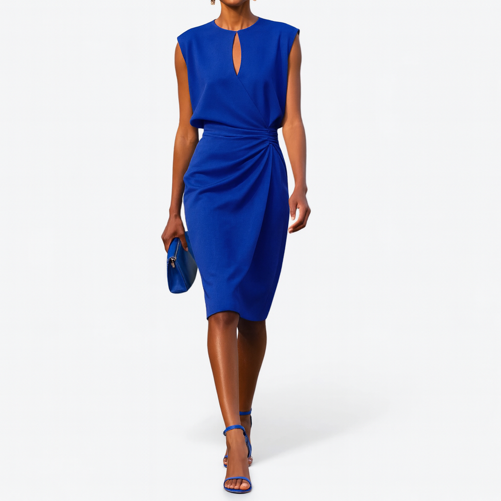 Draped Sleeveless Midi Dress for Women