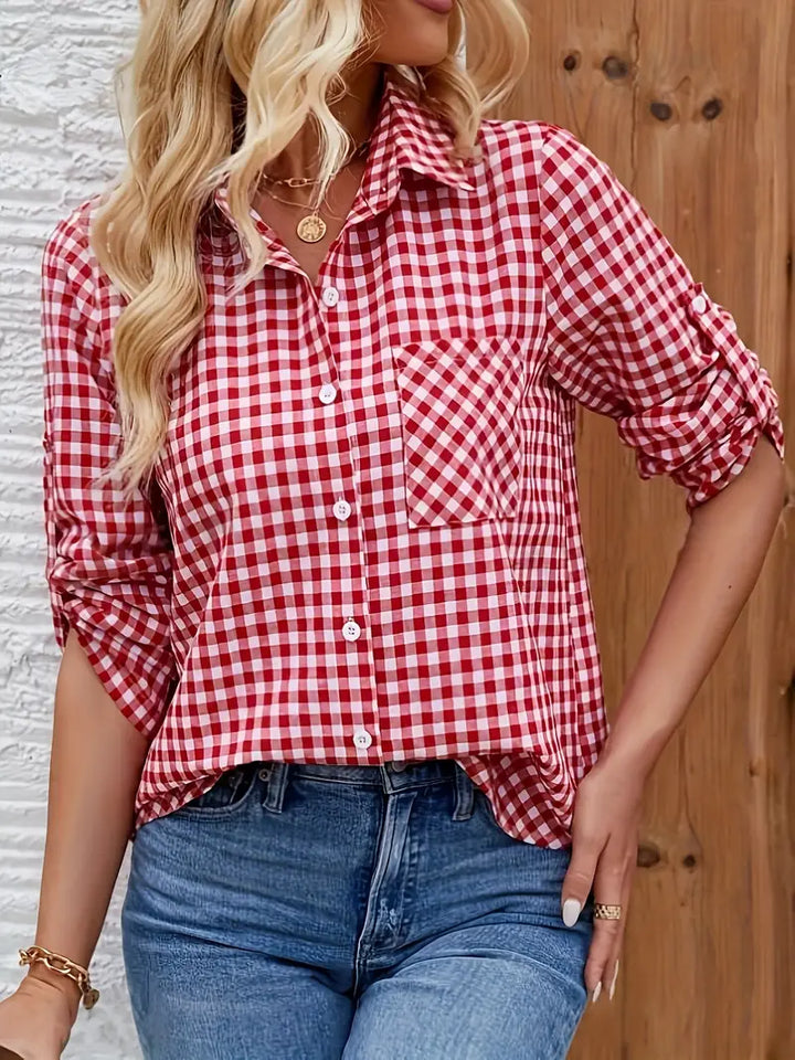 Checked Button-Up Shirt for Women