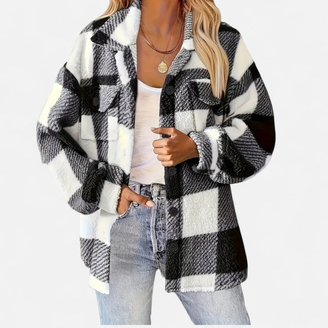 Plaid Oversized Button-Up Shacket for Women