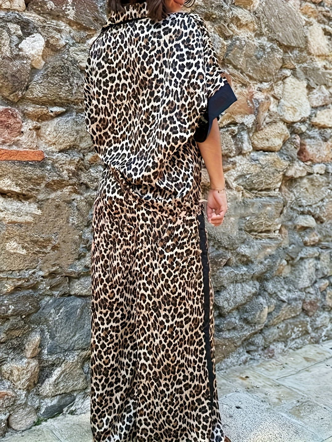 Leopard Print Wide Leg Jumpsuit for Women