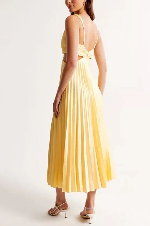 Pleated Skirt Midi Dress for Women