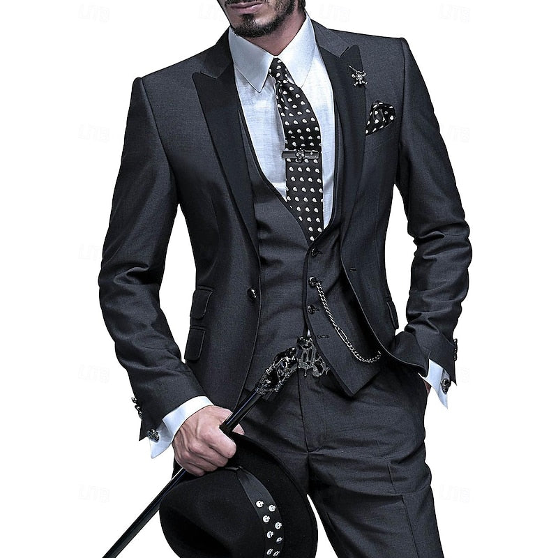 3-Piece Blazer Waistcoat and Trouser Suit for Men