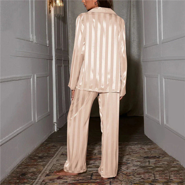 Striped Button-Down Pyjama Set for Women