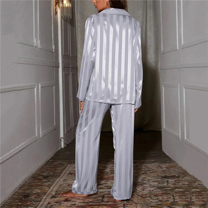 Striped Button-Down Pyjama Set for Women