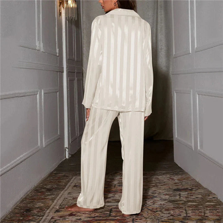 Striped Button-Down Pyjama Set for Women