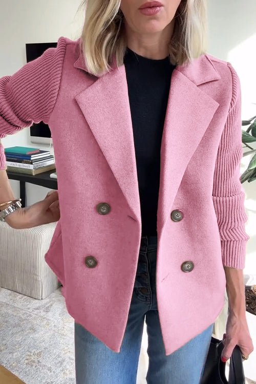 Tailored Blazer with Knit Sleeves for Women