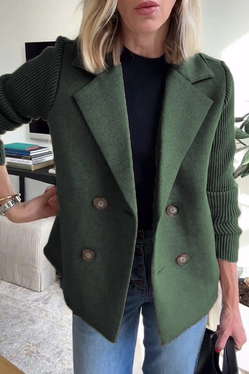 Tailored Blazer with Knit Sleeves for Women