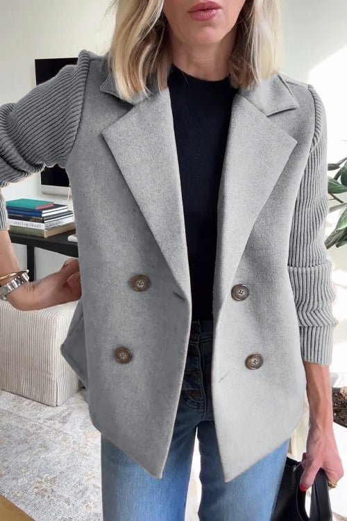 Tailored Blazer with Knit Sleeves for Women