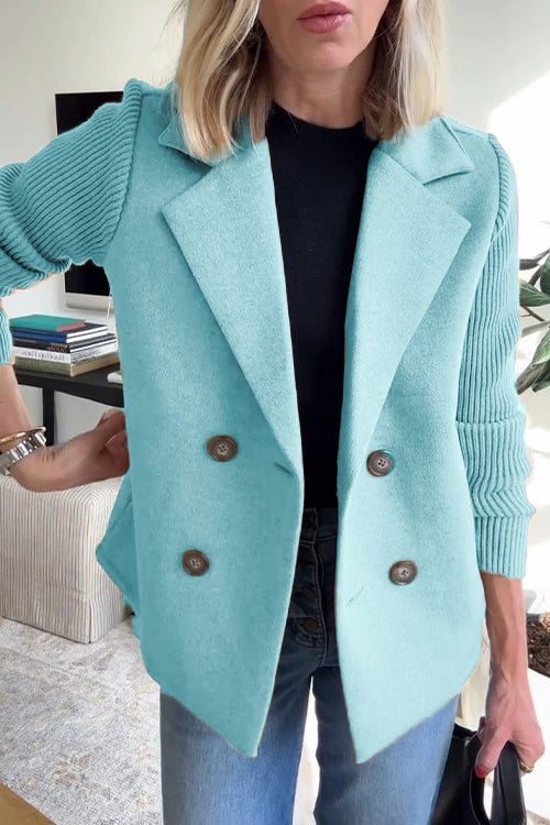 Tailored Blazer with Knit Sleeves for Women