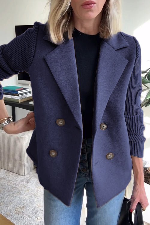 Tailored Blazer with Knit Sleeves for Women
