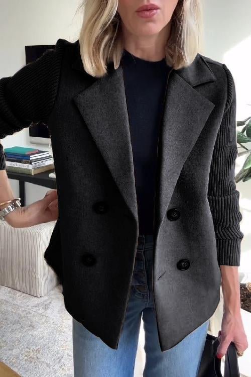 Tailored Blazer with Knit Sleeves for Women