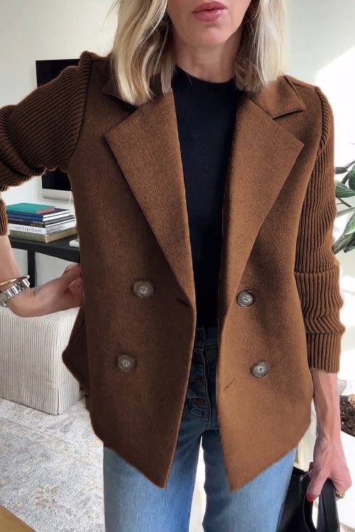 Tailored Blazer with Knit Sleeves for Women