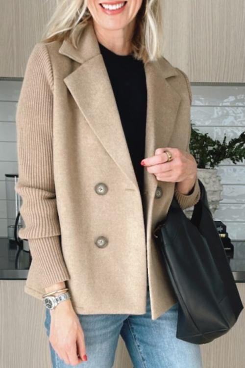 Tailored Blazer with Knit Sleeves for Women