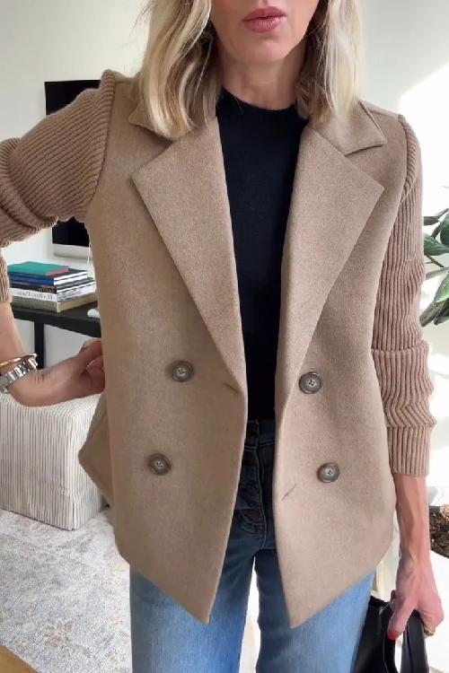 Tailored Blazer with Knit Sleeves for Women