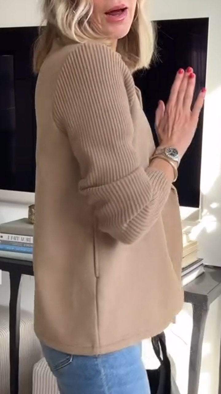 Tailored Blazer with Knit Sleeves for Women