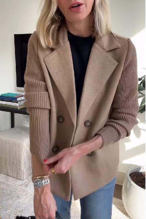 Tailored Blazer with Knit Sleeves for Women