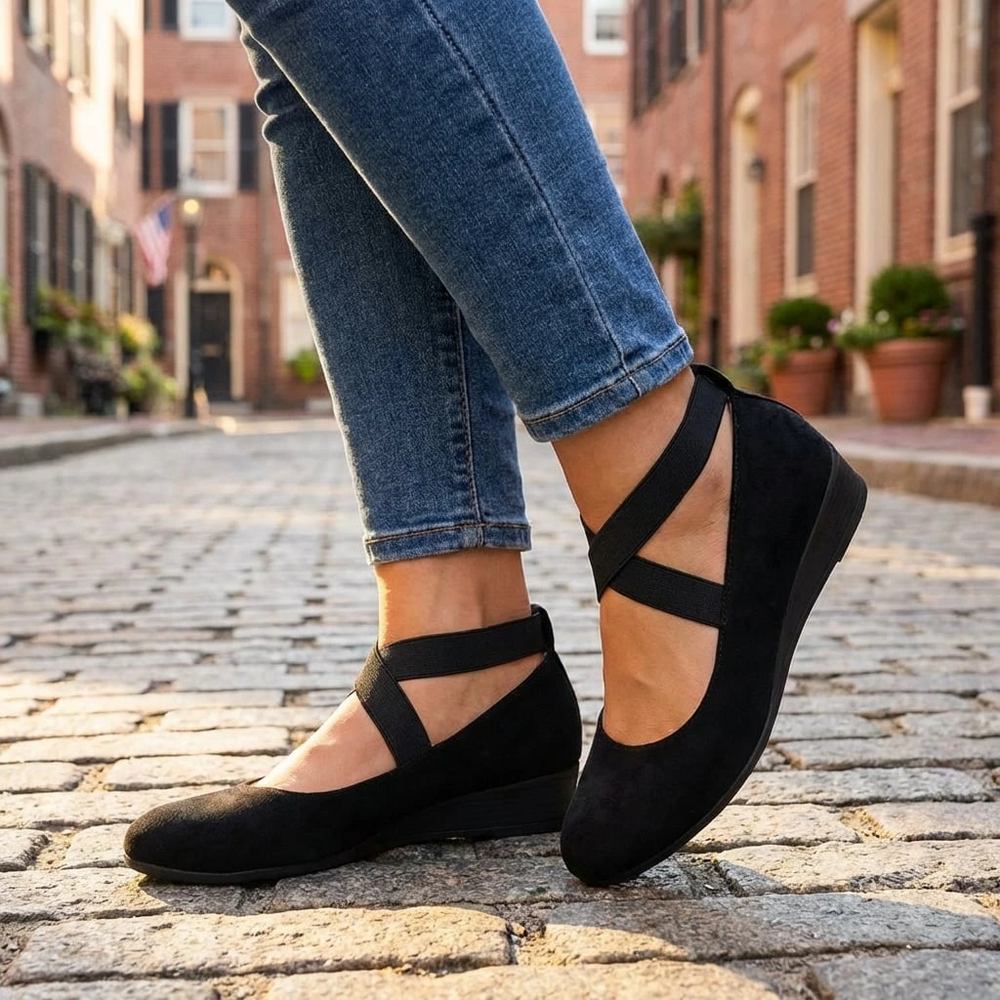 Cross-Strap Wedge Sandals for Women