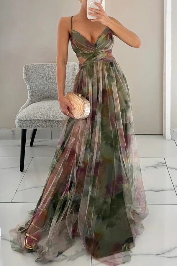V-Neck Evening Maxi Dress for Women