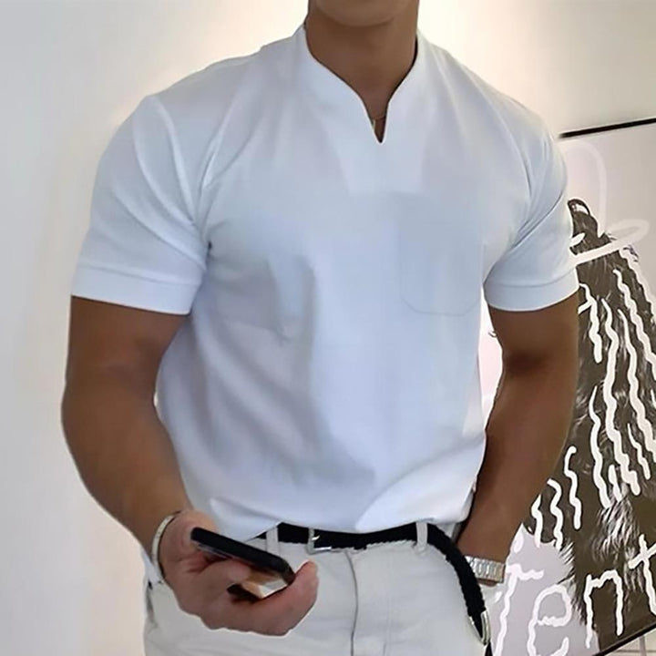Split V-Neck Short Sleeve T-Shirt for Men