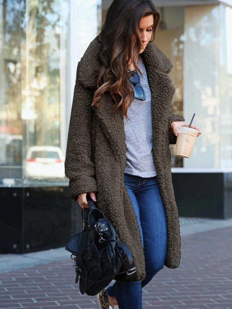 Long Fleece Teddy Coat for Women