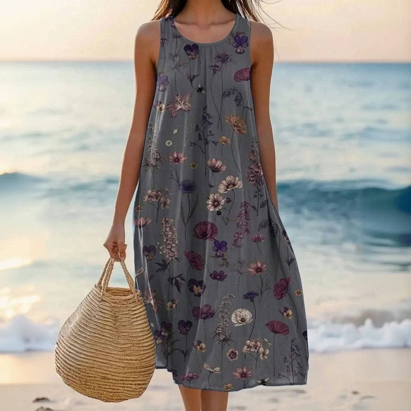 Floral Print Sleeveless Midi Dress for Women