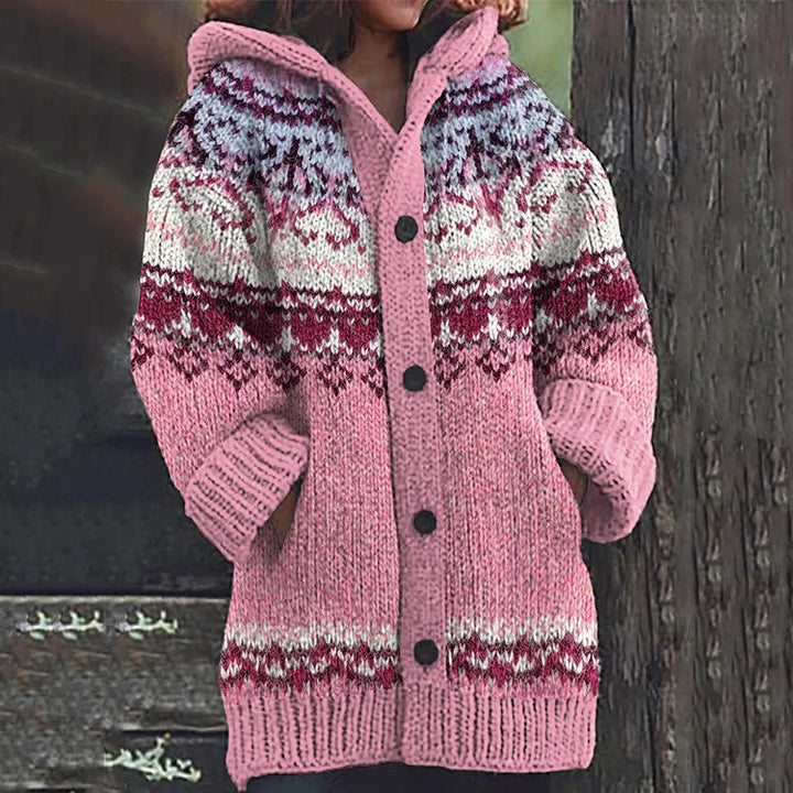 Nordic Hooded Knit Cardigan for Women