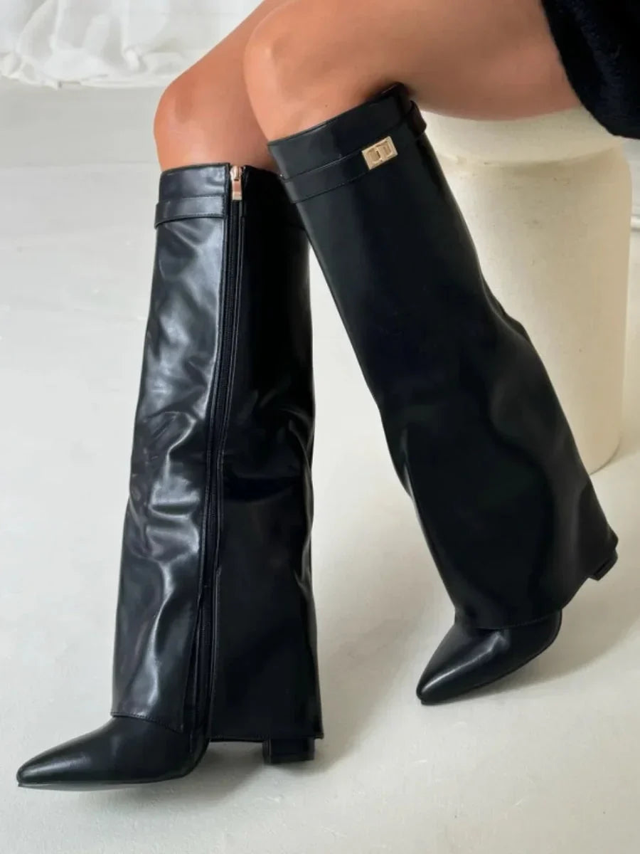 Suede Boots with Metal Details for Women