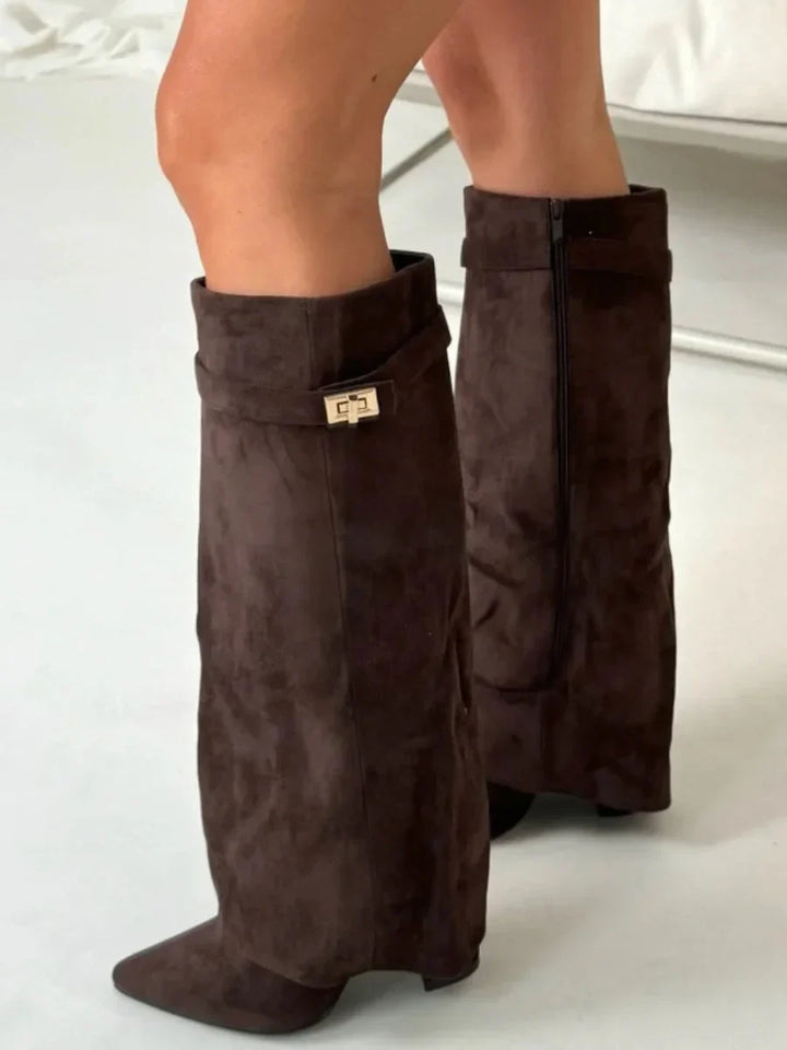 Suede Boots with Metal Details for Women