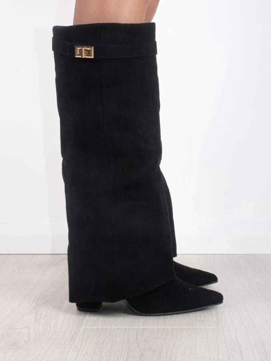 Suede Boots with Metal Details for Women